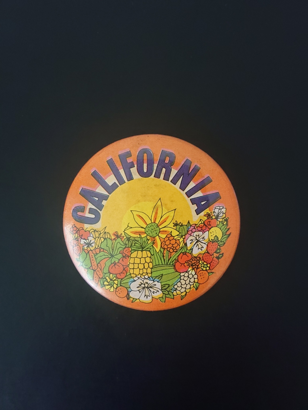 Vintage 2" Round Pin Button - California Fruit Produce - United States USA